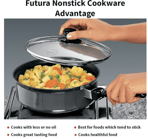 Hawkins Futura 3.25 Litre Curry Pan, Non Stick Saute Pan with Glass Lid, Deep Pan for Frying, Black (NCP325G) - Image 2